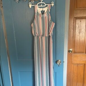 Multicolor Striped Midi Dress